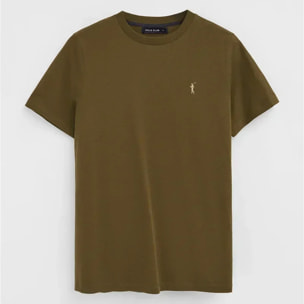 Camiseta caqui oscuro de manga corta y bordado Rigby Go
