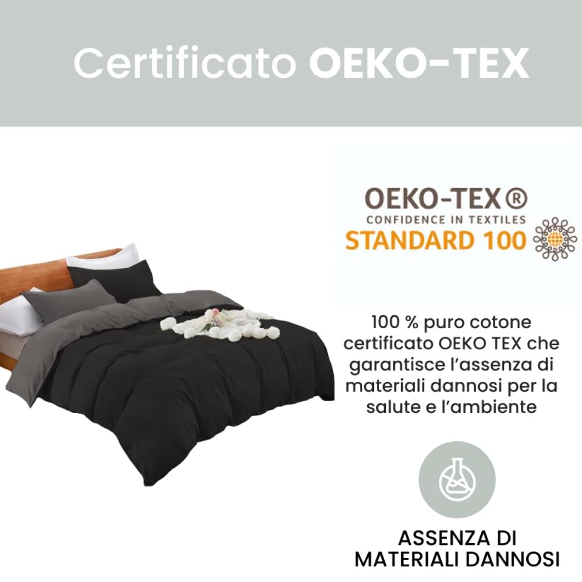 Parure Copripiumino Bicolore una Piazza e mezza, Set Sacco Copripiumino in Cotone con una Federa