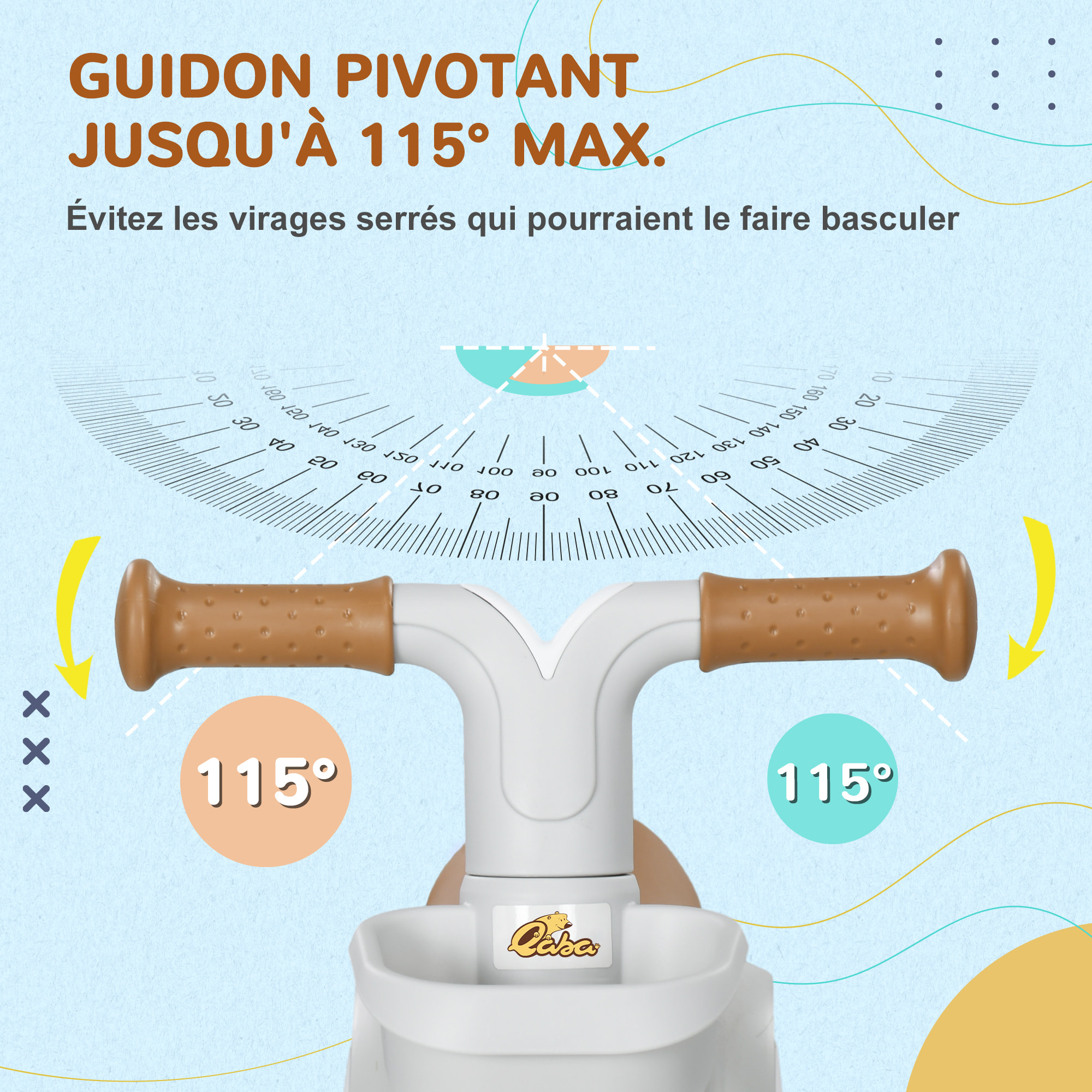 Draisienne enfant 4 roues évolutive - porteur - selle réglable, guidon ergonomique - cadre alu roues EVA marron