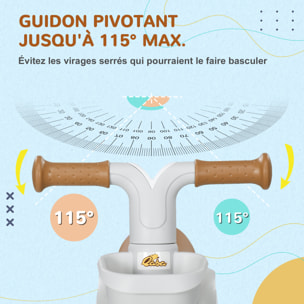 Draisienne enfant 4 roues évolutive - porteur - selle réglable, guidon ergonomique - cadre alu roues EVA marron