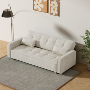 Canapé convertible 3 places en velours côtelé beige COOPER