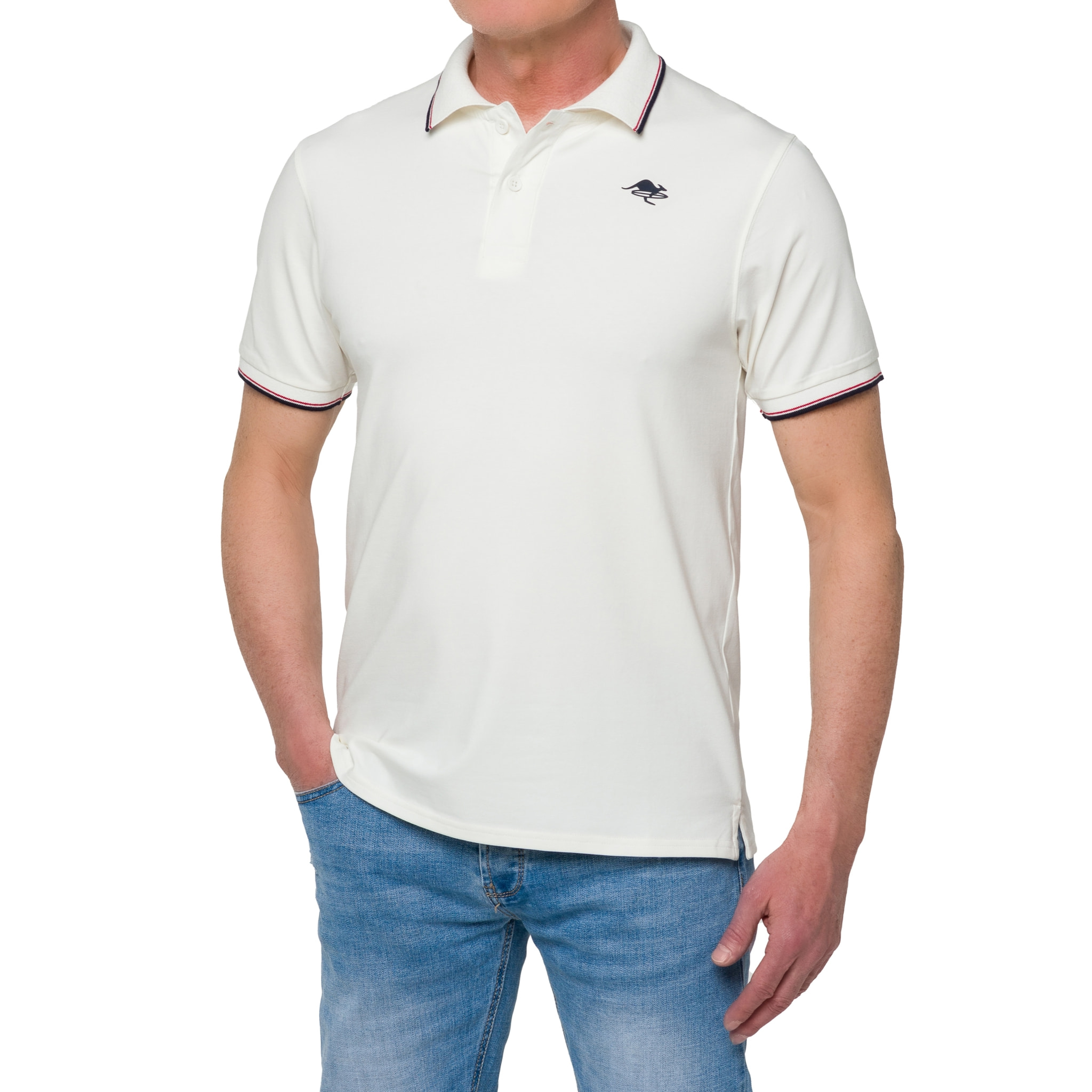 Polo con righine Hot Buttered Amak bianco.