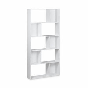 Bibliothèque design asymétrique – Pieter – 5 étagères. 10 compartiments de rangement. 83x23x173cm