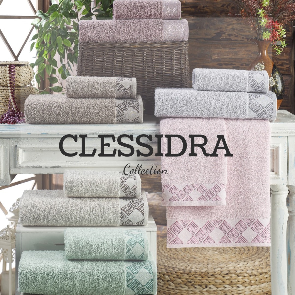 SET ASCIUGAMANI COTTON MANIA – CLESSIDRA - VERDE CHIARO SALVIA