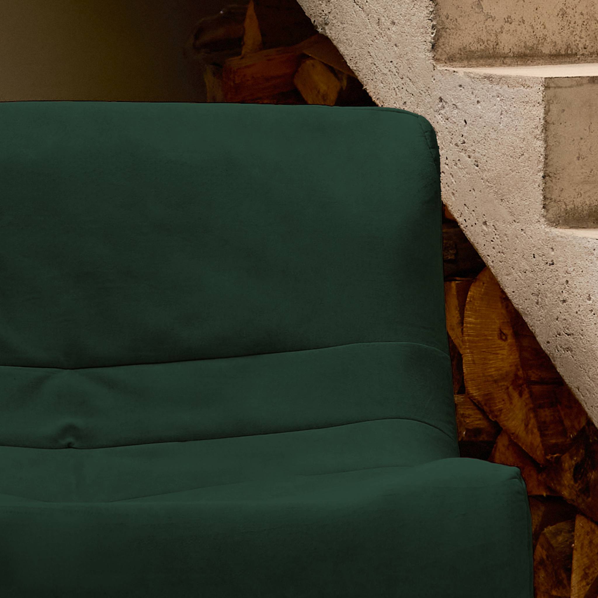 Fauteuil chauffeuse en velours style contemporain 1 place vert