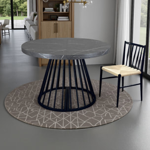 Table à manger ronde extensible Tomasucci FEAR, en MDF effet marbre gris, 110 × 110 × 76,5 cm