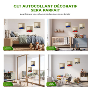 Stickers muraux 3D | Sticker Mural Autocollant effet 3D voitures 3 couleurs - Stickers adhésifs 3D Chambre Salon Trompe l'oeil