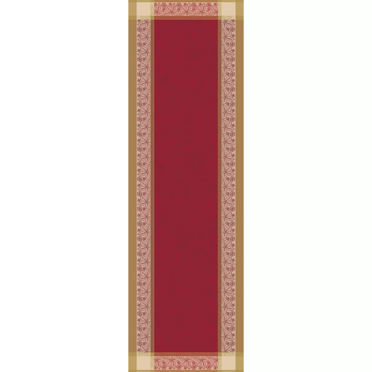 Chemin de table pur coton anti tache motif jacquard Alexandria rubis