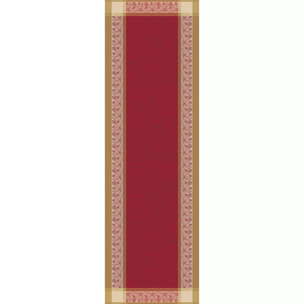 Chemin de table pur coton anti tache motif jacquard Alexandria rubis