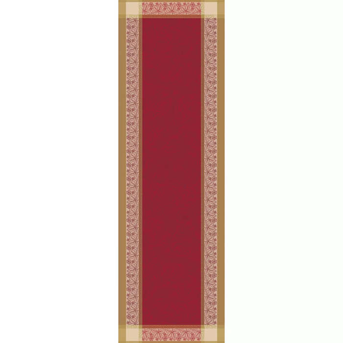 Chemin de table pur coton anti tache motif jacquard Alexandria rubis