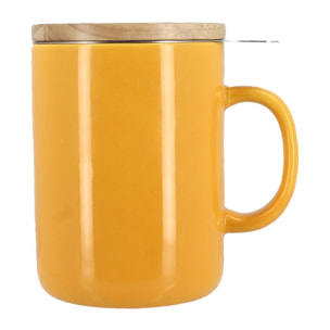 Tisanière en grès jaune avec couvercle en bois 350ml ANNA