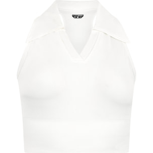 PLEIN SPORT Polo Neck Cropped Top PS