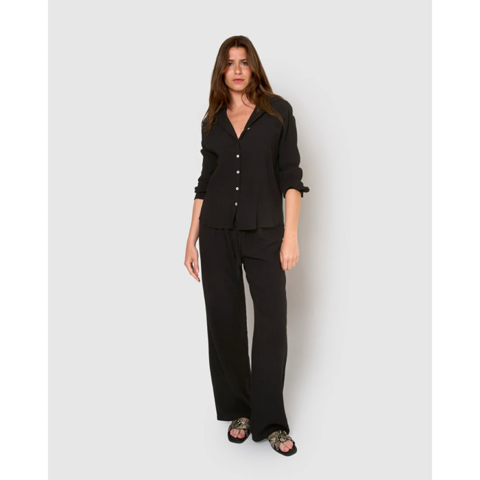 Pantalón algodón lino negro
