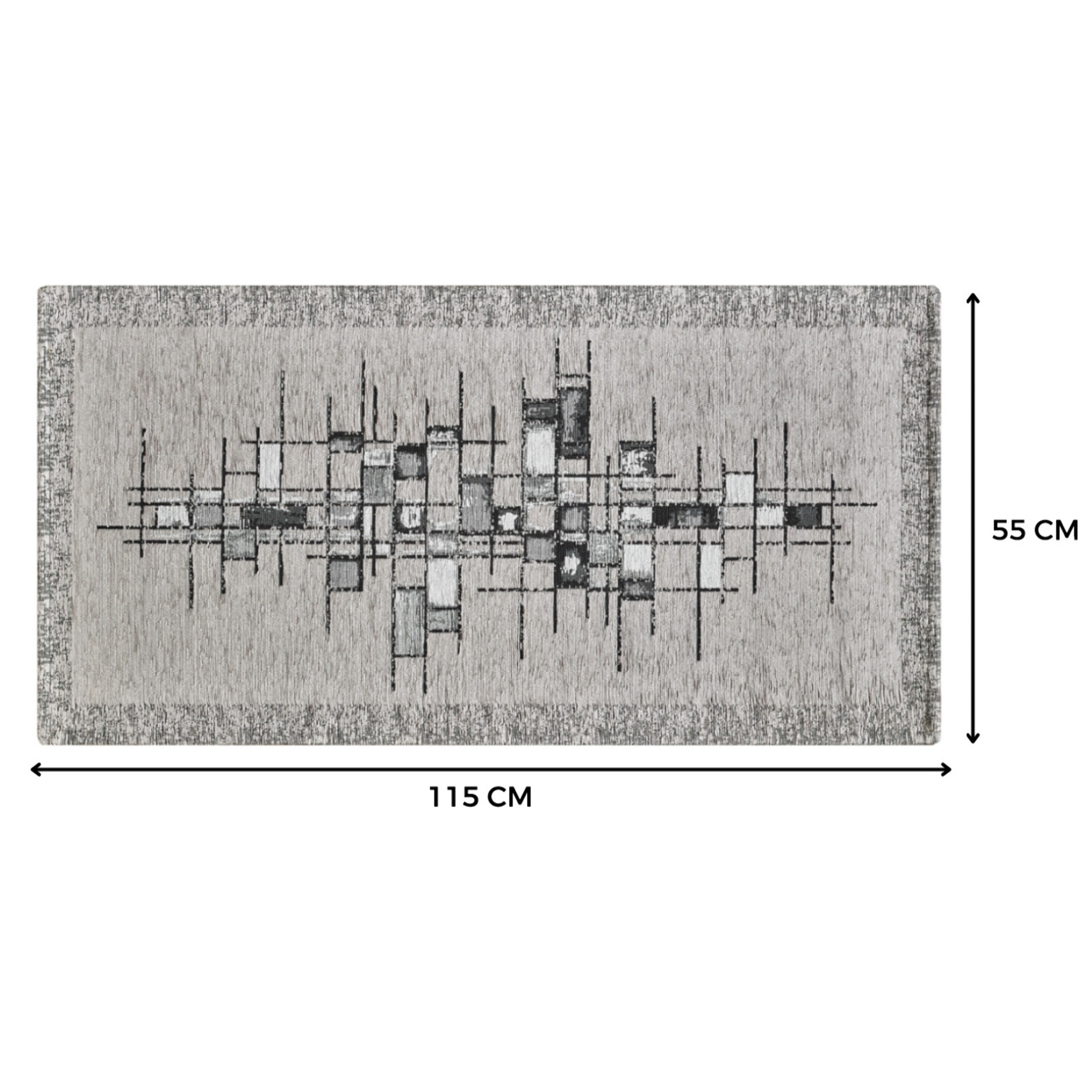 Tappeto Jacquard Ideale Cucina Ingresso Made In Italy Antiscivolo, Lavabile, Morbido Disegno Pixel Argento By Suardi