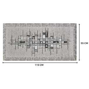 Tappeto Jacquard Ideale Cucina Ingresso Made In Italy Antiscivolo, Lavabile, Morbido Disegno Pixel Argento By Suardi