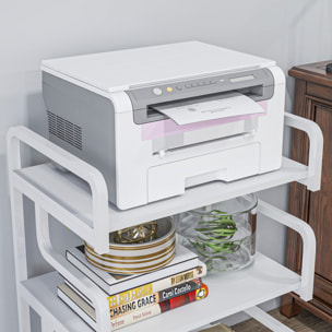HOMCOM Soporte para Impresora de 3 Niveles, Mueble para Impresora con Marco de Acero, Estantería de Almacenamiento Multiusos para Escáner y Fax en Oficina, Casa, 55x40x77 cm, Blanco