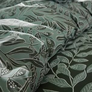 Parure de lit Housse de couette + Taie carrée en coton, GAÏA, Vert