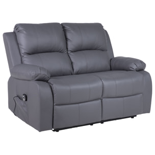 Armand - Canapé 2 places relax électrique en simili - Gris
