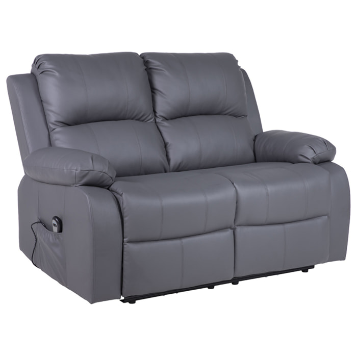 Armand - Canapé 2 places relax électrique en simili - Gris