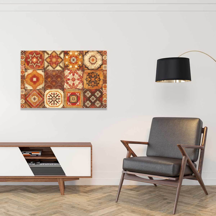 Tableau cuisine vintage tuiles marocaines épices  Toile imprimée