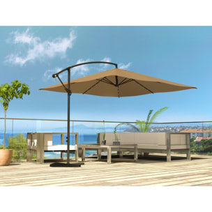 Parasol Bulle LED déporté 3 x 3 m chocolat DAVAGNA