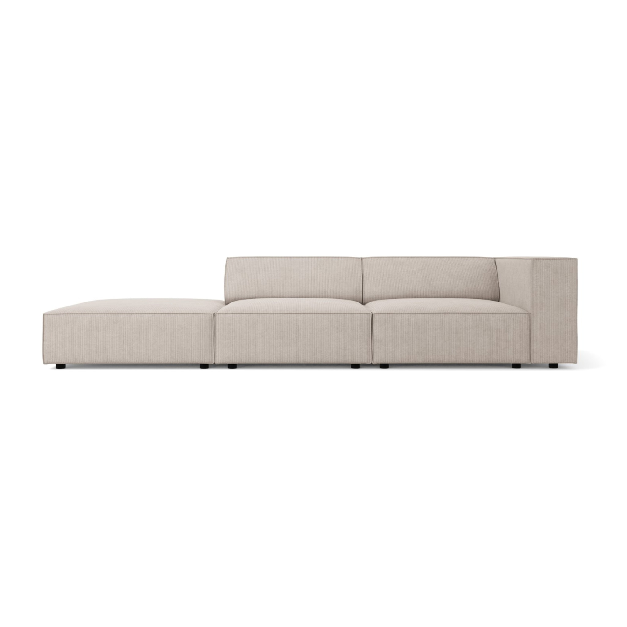 Canapé gauche "Arendal" 4 places en chenille avec un effet côtelé beige foncé