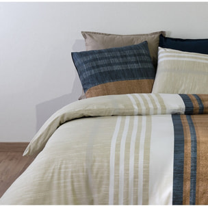 Parure housse de couette en coton beige