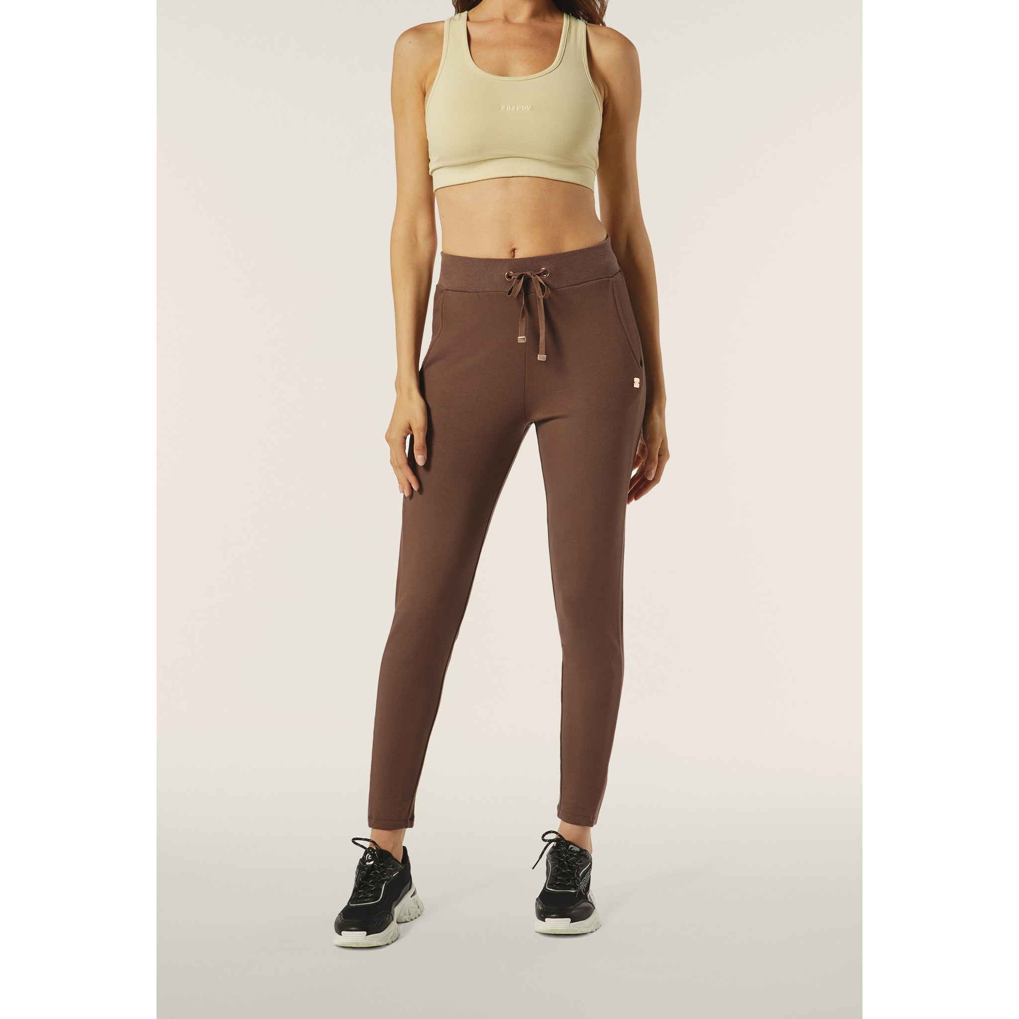 Pantalone donna in felpa di viscosa con vita in costina