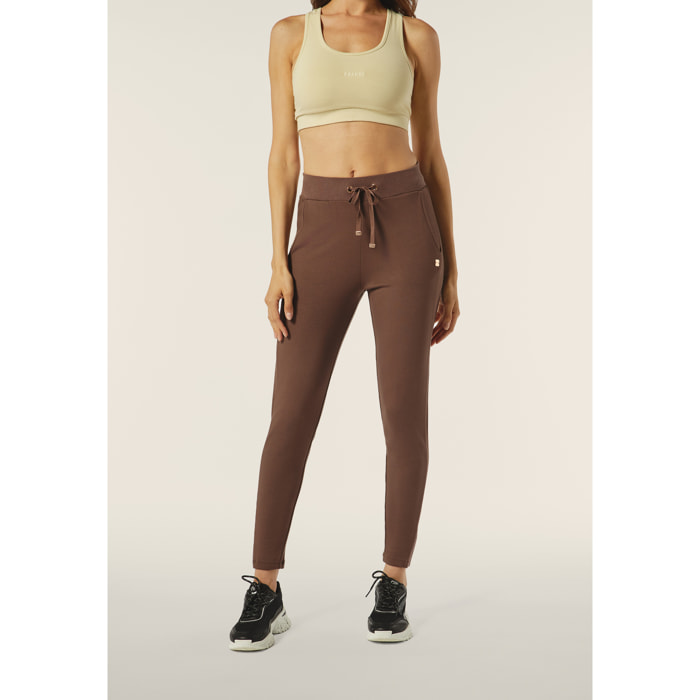 Pantalone donna in felpa di viscosa con vita in costina