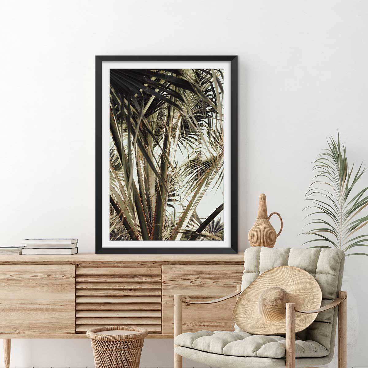 Poster cœur de palmier Affiche + cadre en bois - Noir