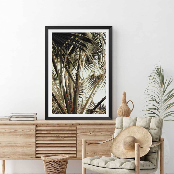 Poster cœur de palmier Affiche + cadre en bois - Noir