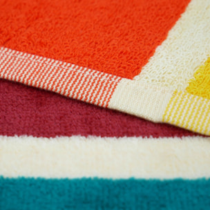 Serviette de plage XL éponge velours Jacquard Multicolore 140x180 400g/m² - Malaga