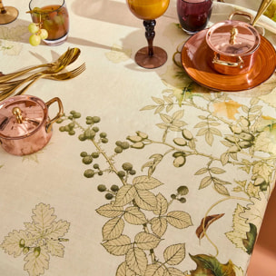 Nappe lin & coton lavé 190 g/m² imprimé beige orange Delices d'automne potiron