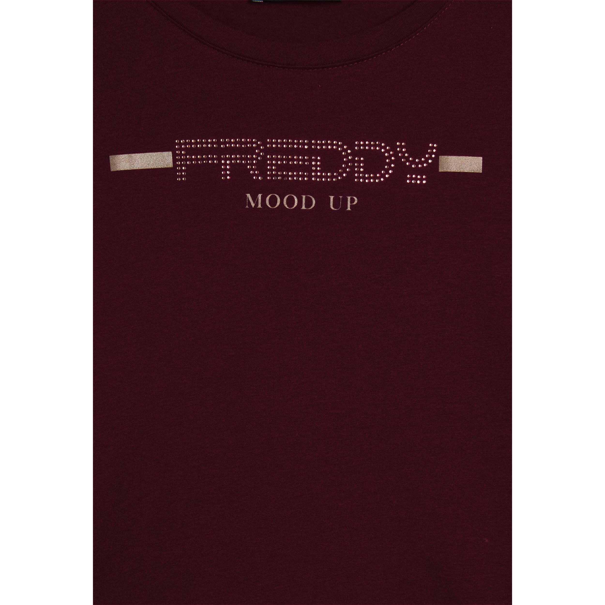 T-shirt da donna a manica lunga con fondo stondato