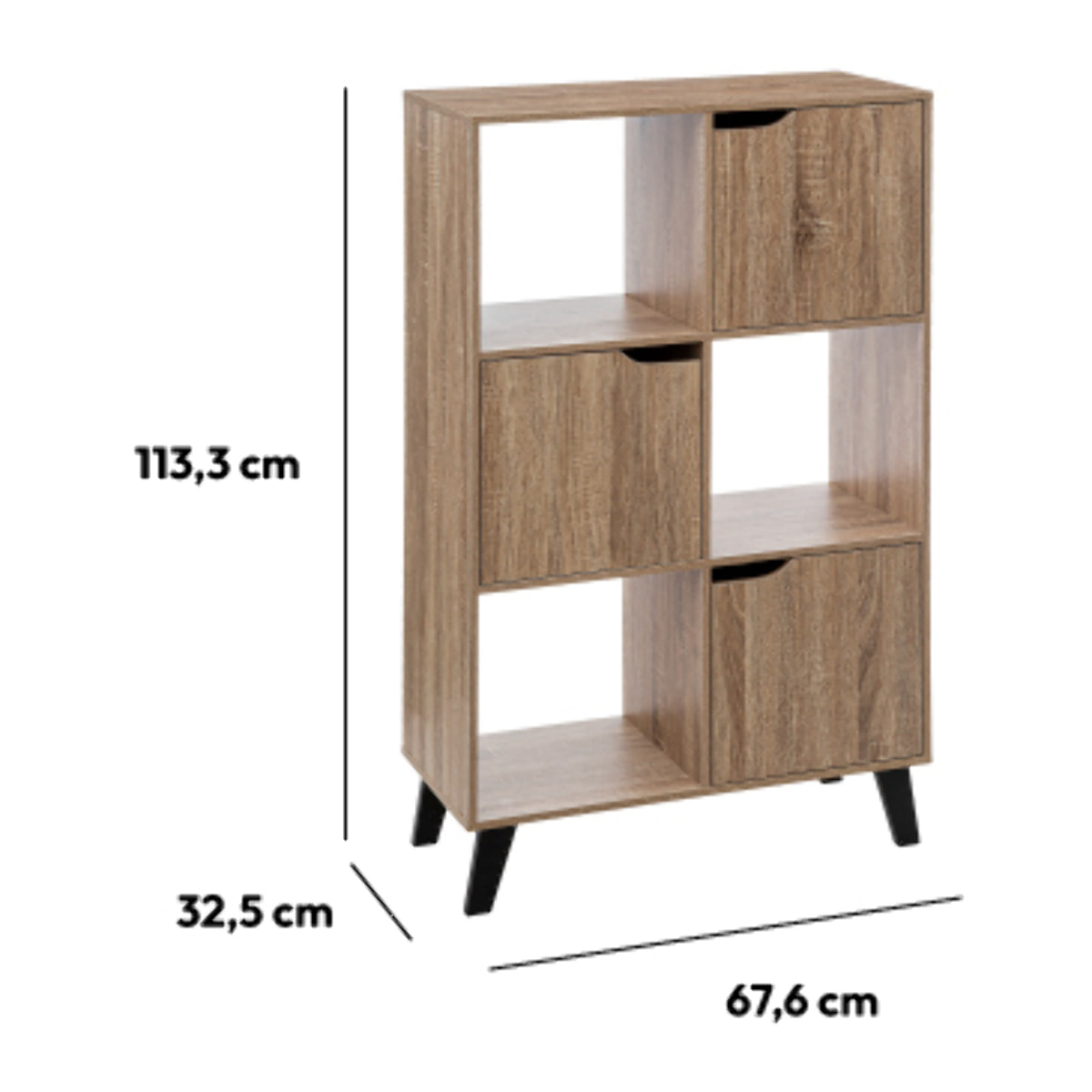 Étagère 6 cases porte Effet bois naturel Ceda