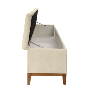 Banc de lit avec coffre de rangement en tissu écru - LAUSANNE