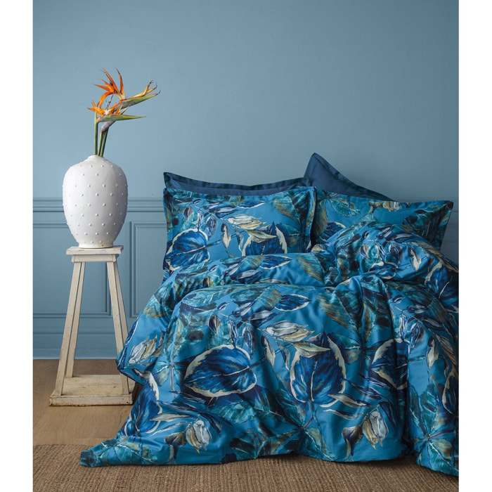 Parure housse de couette et taies oreiller 100% Satin de Coton imprimé