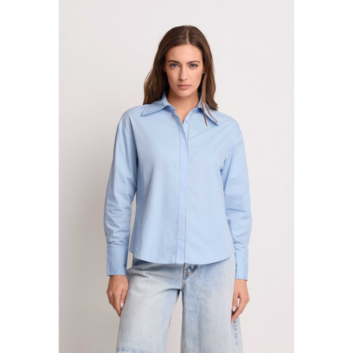 Kocca - Camicia minimal con strass Donna, Tinta unita, Colletto di camicia