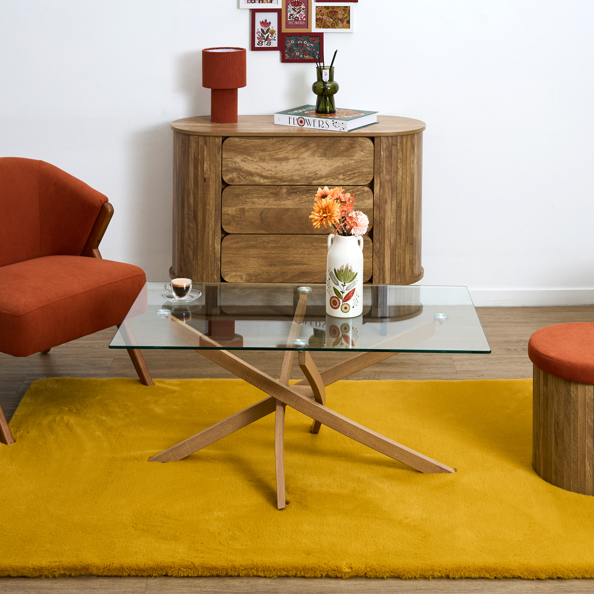 Table Basse - HOME DECO FACTORY - Verre - Heritage - Marron