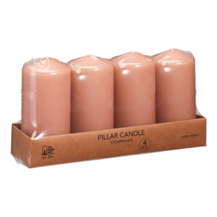 Set de 4 velas de cera en color caramelo ø5x10cm y 25h de combustión