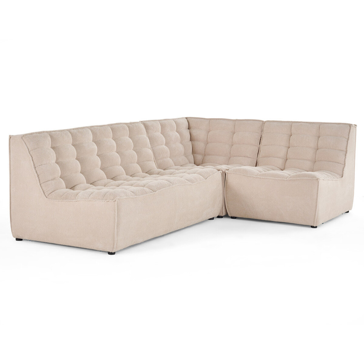 Ellie - canapé modulable d'angle réversible 4 places en velours texturé - Beige