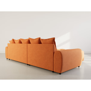Adelaide - canapé d'angle réversible 4 places avec pouf d'appoint en tissu texturé - Terracotta