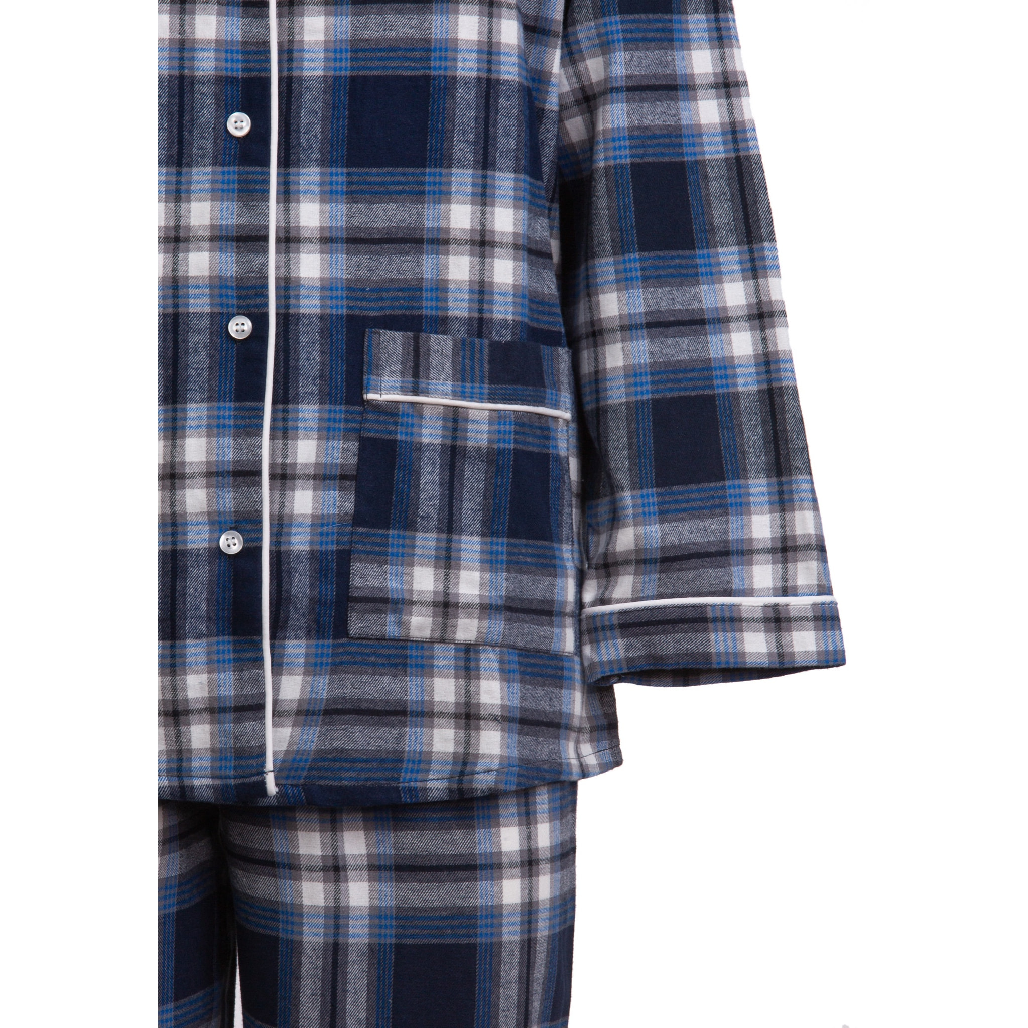 PIGIAMA DONNA flanella invernale quadro bianco e blu