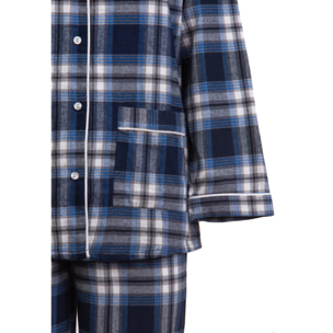 PIGIAMA DONNA flanella invernale quadro bianco e blu