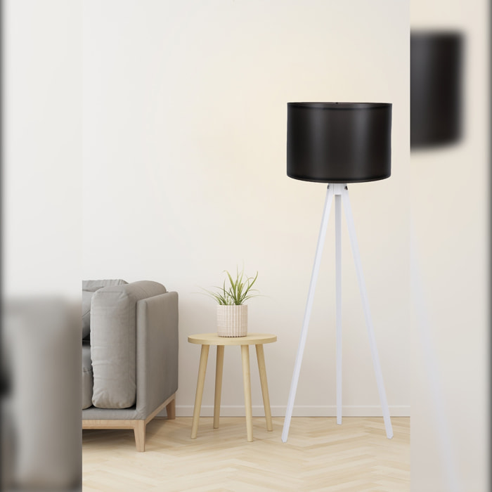 Lámpara de pie con Estructura de MDF color Negro Blanco