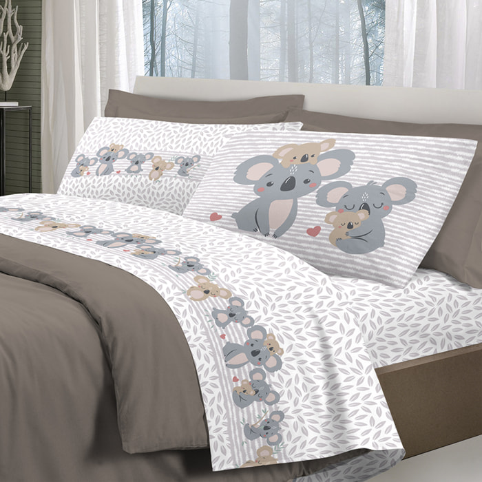 Completo letto koala beige 100% cotone