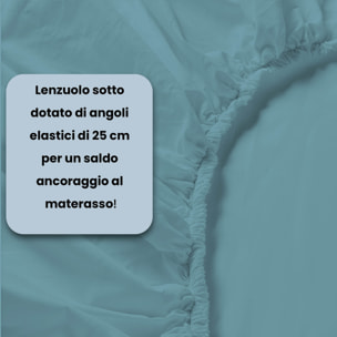 LENZUOLO SOTTO CON ANGOLI MAX COLOR, 100% COTONE MADE IN ITALY - MATRIMONIALE
