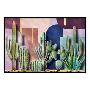 Affiche encadrée cactus graphiques colorés Affiche + cadre en métal - Noir