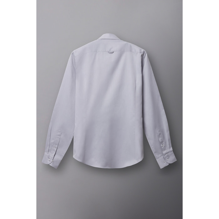 Camicia Uomo 1 Bottone Francese Slim Armaturato Fantasia Grigio