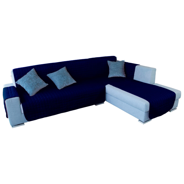 Funda de sofá chaise-longue 3 Plazas ELEGANT REVERSIBLE- ADAPTABLE A AMBOS LADOS Azul